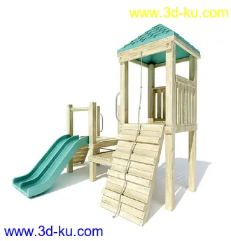 木吊椅,秋千,沙池,儿童乐园,积木模型,跷跷板,组合滑梯,爬杆,儿童游乐设施模型合集的图片