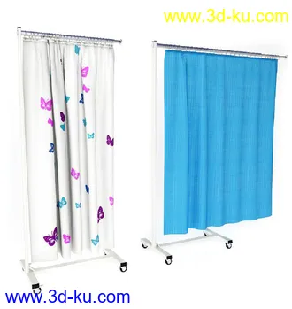 病床模型,手术床,轮椅,医用被子,毛巾,阻隔帘,布帘,垃圾桶,医疗器械模型合集的图片