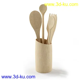 餐具,勺子,汤勺,漏勺,铲,不粘铲,不锈钢,木质,厨房挂架,餐具架,收纳筒,厨具模型合集的图片