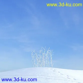 冬天树木模型,雪地,枯木,光秃秃的树,树干,树枝,冬天场景,冬季植物模型合集的图片2