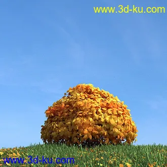 秋天树木模型,黄树叶,落叶,草地,秋天场景,秋季植物模型合集的图片