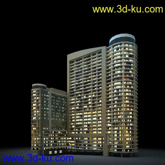 夜晚摩天大楼,夜晚高楼大厦,灯光大厦,商业大厦,高层建筑,大厦夜境,建筑模型合的图片