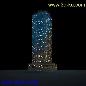 夜晚摩天大楼,夜晚高楼大厦,灯光大厦,商业大厦,高层建筑,大厦夜境,建筑模型合的图片