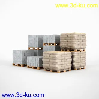 草料,砖头,水泥,铁围栏,电线,起重机,吊机,混凝土搅拌机,除尘加湿机,施工,工程物品模型合集的图片4