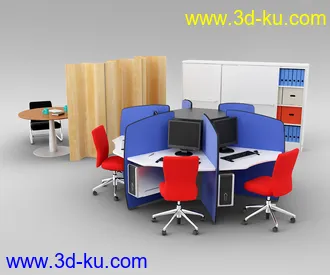 办公室场景,桌子,椅子,组合家具,饮水机,文件夹,书笔,电脑,打印机,员工桌,办公桌,会议桌,办公物品模型