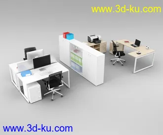 办公室场景,桌子,椅子,组合家具,饮水机,文件夹,书笔,电脑,打印机,员工桌,办公桌,会议桌,办公物品模型