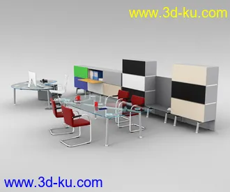 办公室场景,桌子,椅子,组合家具,饮水机,文件夹,书笔,电脑,打印机,员工桌,办公桌,会议桌,办公物品模型