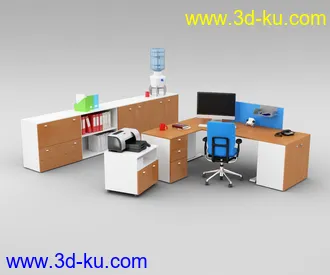 办公室场景,桌子,椅子,组合家具,饮水机,文件夹,书笔,电脑,打印机,员工桌,办公桌,会议桌,办公物品模型