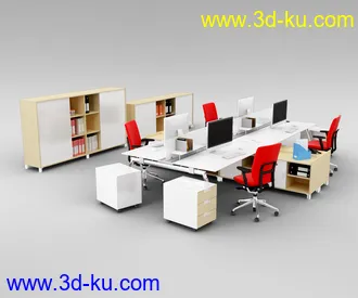 办公室场景,桌子,椅子,组合家具,饮水机,文件夹,书笔,电脑,打印机,员工桌,办公桌,会议桌,办公物品模型