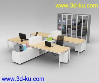 办公室场景,桌子,椅子,组合家具,饮水机,文件夹,书笔,电脑,打印机,员工桌,办公桌,会议桌,办公物品模型