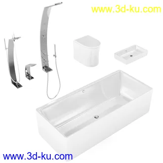 卫生间模型,马桶,洗脸盘,水龙头,阀门,浴缸,淋浴器,花洒套装,浴室,厕所模型合集的图片