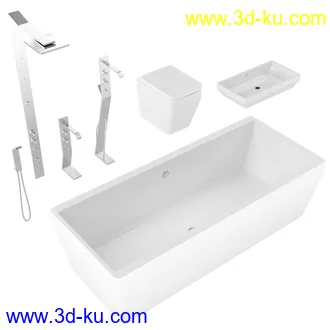 卫生间模型,马桶,洗脸盘,水龙头,阀门,浴缸,淋浴器,花洒套装,浴室,厕所模型合集的图片