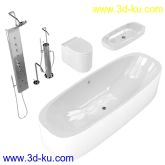 卫生间模型,马桶,洗脸盘,水龙头,阀门,浴缸,淋浴器,花洒套装,浴室,厕所模型合集的图片