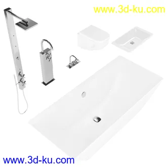 卫生间模型,马桶,洗脸盘,水龙头,阀门,浴缸,淋浴器,花洒套装,浴室,厕所模型合集的图片