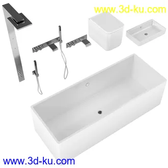 卫生间模型,马桶,洗脸盘,水龙头,阀门,浴缸,淋浴器,花洒套装,浴室,厕所模型合集的图片