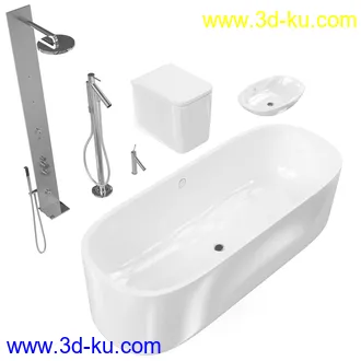 卫生间模型,马桶,洗脸盘,水龙头,阀门,浴缸,淋浴器,花洒套装,浴室,厕所模型合集的图片