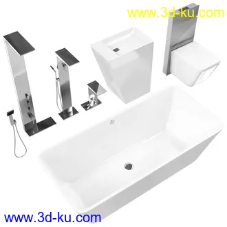 卫生间模型,马桶,洗脸盘,水龙头,阀门,浴缸,淋浴器,花洒套装,浴室,厕所模型合集的图片