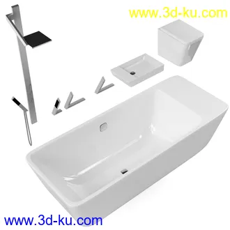 卫生间模型,马桶,洗脸盘,水龙头,阀门,浴缸,淋浴器,花洒套装,浴室,厕所模型合集的图片
