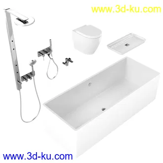 卫生间模型,马桶,洗脸盘,水龙头,阀门,浴缸,淋浴器,花洒套装,浴室,厕所模型合集的图片