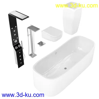 卫生间模型,马桶,洗脸盘,水龙头,阀门,浴缸,淋浴器,花洒套装,浴室,厕所模型合集的图片
