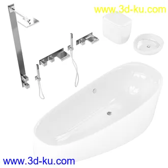 卫生间模型,马桶,洗脸盘,水龙头,阀门,浴缸,淋浴器,花洒套装,浴室,厕所模型合集的图片