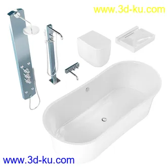 卫生间模型,马桶,洗脸盘,水龙头,阀门,浴缸,淋浴器,花洒套装,浴室,厕所模型合集的图片