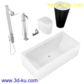 卫生间模型,马桶,洗脸盘,水龙头,阀门,浴缸,淋浴器,花洒套装,浴室,厕所模型合集的图片