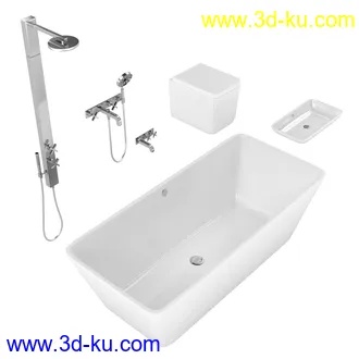 卫生间模型,马桶,洗脸盘,水龙头,阀门,浴缸,淋浴器,花洒套装,浴室,厕所模型合集的图片