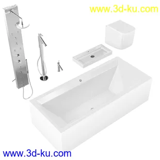 卫生间模型,马桶,洗脸盘,水龙头,阀门,浴缸,淋浴器,花洒套装,浴室,厕所模型合集的图片
