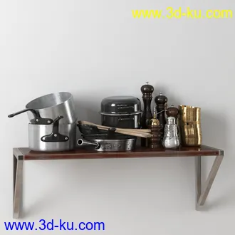锅盘,酱油瓶,电饭锅,茶壶,茶杯,红酒杯,铝制厨具,瓶罐,容器,碗,刷子,厨房物品模型合集的图片