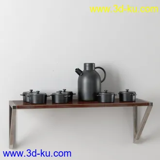 锅盘,酱油瓶,电饭锅,茶壶,茶杯,红酒杯,铝制厨具,瓶罐,容器,碗,刷子,厨房物品模型合集的图片