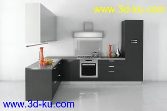 厨具模型,厨柜,餐具模型,灶台,厨房模型,抽油烟机,洗碗盘,炉灶,微波炉,餐桌,模型合集的图片1