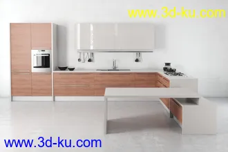 厨具模型,厨柜,餐具模型,灶台,厨房模型,抽油烟机,洗碗盘,炉灶,微波炉,餐桌,模型合集的图片4