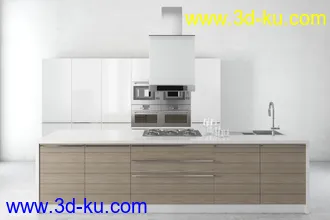 厨具模型,厨柜,餐具模型,灶台,厨房模型,抽油烟机,洗碗盘,炉灶,微波炉,餐桌,模型合集的图片5