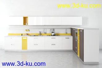 厨具模型,厨柜,餐具模型,灶台,厨房模型,抽油烟机,洗碗盘,炉灶,微波炉,餐桌,模型合集的图片6