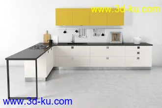 厨具模型,厨柜,餐具模型,灶台,厨房模型,抽油烟机,洗碗盘,炉灶,微波炉,餐桌,模型合集的图片7