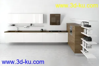厨具模型,厨柜,餐具模型,灶台,厨房模型,抽油烟机,洗碗盘,炉灶,微波炉,餐桌,模型合集的图片8