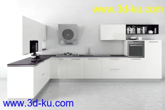 厨具模型,厨柜,餐具模型,灶台,厨房模型,抽油烟机,洗碗盘,炉灶,微波炉,餐桌,模型合集的图片9