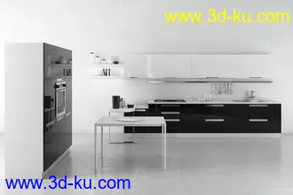 厨具模型,厨柜,餐具模型,灶台,厨房模型,抽油烟机,洗碗盘,炉灶,微波炉,餐桌,模型合集的图片10