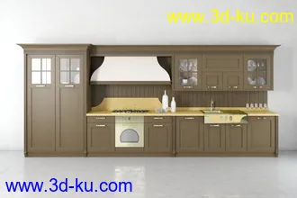 厨具模型,厨柜,餐具模型,灶台,厨房模型,抽油烟机,洗碗盘,炉灶,微波炉,餐桌,模型合集的图片11