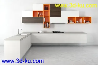 厨具模型,厨柜,餐具模型,灶台,厨房模型,抽油烟机,洗碗盘,炉灶,微波炉,餐桌,模型合集的图片13