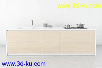 厨具模型,厨柜,餐具模型,灶台,厨房模型,抽油烟机,洗碗盘,炉灶,微波炉,餐桌,模型合集的图片14