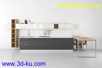 厨具模型,厨柜,餐具模型,灶台,厨房模型,抽油烟机,洗碗盘,炉灶,微波炉,餐桌,模型合集的图片15