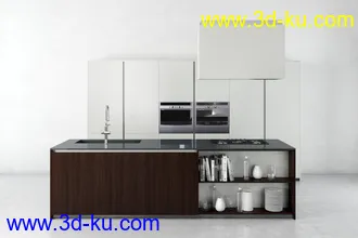 厨具模型,厨柜,餐具模型,灶台,厨房模型,抽油烟机,洗碗盘,炉灶,微波炉,餐桌,模型合集的图片16