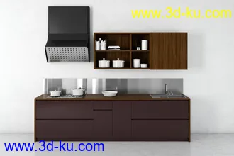厨具模型,厨柜,餐具模型,灶台,厨房模型,抽油烟机,洗碗盘,炉灶,微波炉,餐桌,模型合集的图片20