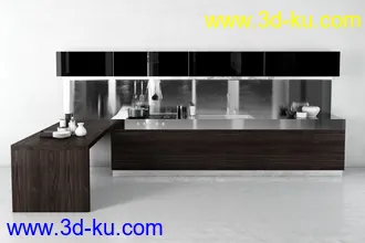 厨具模型,厨柜,餐具模型,灶台,厨房模型,抽油烟机,洗碗盘,炉灶,微波炉,餐桌,模型合集的图片23