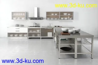厨具模型,厨柜,餐具模型,灶台,厨房模型,抽油烟机,洗碗盘,炉灶,微波炉,餐桌,模型合集的图片