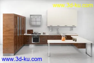 厨具模型,厨柜,餐具模型,灶台,厨房模型,抽油烟机,洗碗盘,炉灶,微波炉,餐桌,模型合集的图片