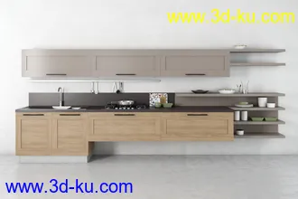 厨具模型,厨柜,餐具模型,灶台,厨房模型,抽油烟机,洗碗盘,炉灶,微波炉,餐桌,模型合集的图片