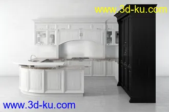 厨具模型,厨柜,餐具模型,灶台,厨房模型,抽油烟机,洗碗盘,炉灶,微波炉,餐桌,模型合集的图片